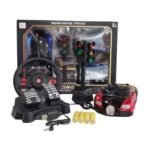 I see remote car with pedal control and traffic lights rechargeable battery beautiful gift for boys